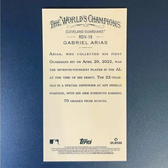 Gabriel Arias Mini Rookie Design Variation 2022 Allen & Ginter Chrome Guardians - Picture 2 of 2